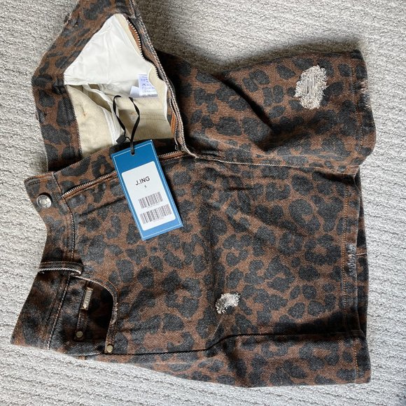 NWT J. ING Brown Pounce Leopard Mini Skirt Size Small - Picture 7 of 7